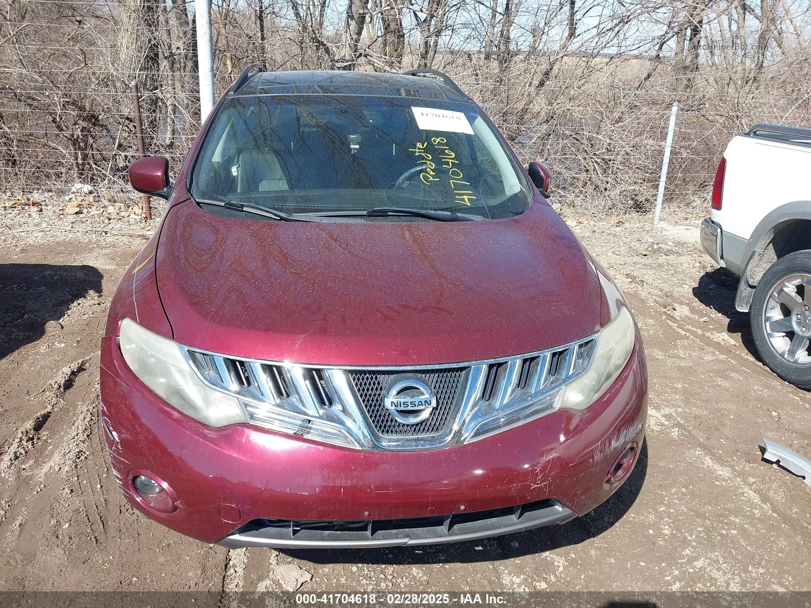 2010 Nissan Murano Sl Maroon vin: JN8AZ1MW7AW103787