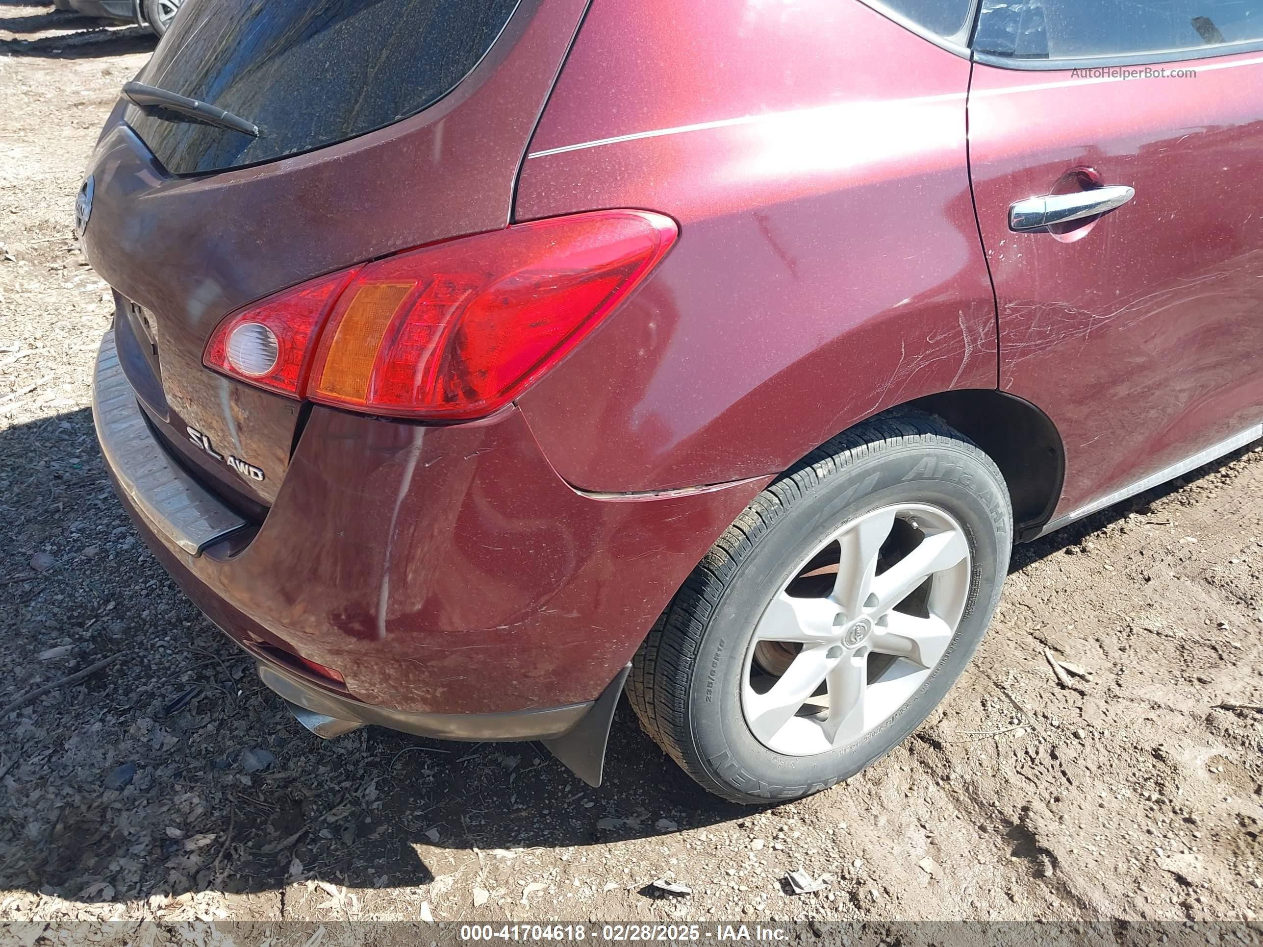 2010 Nissan Murano Sl Maroon vin: JN8AZ1MW7AW103787