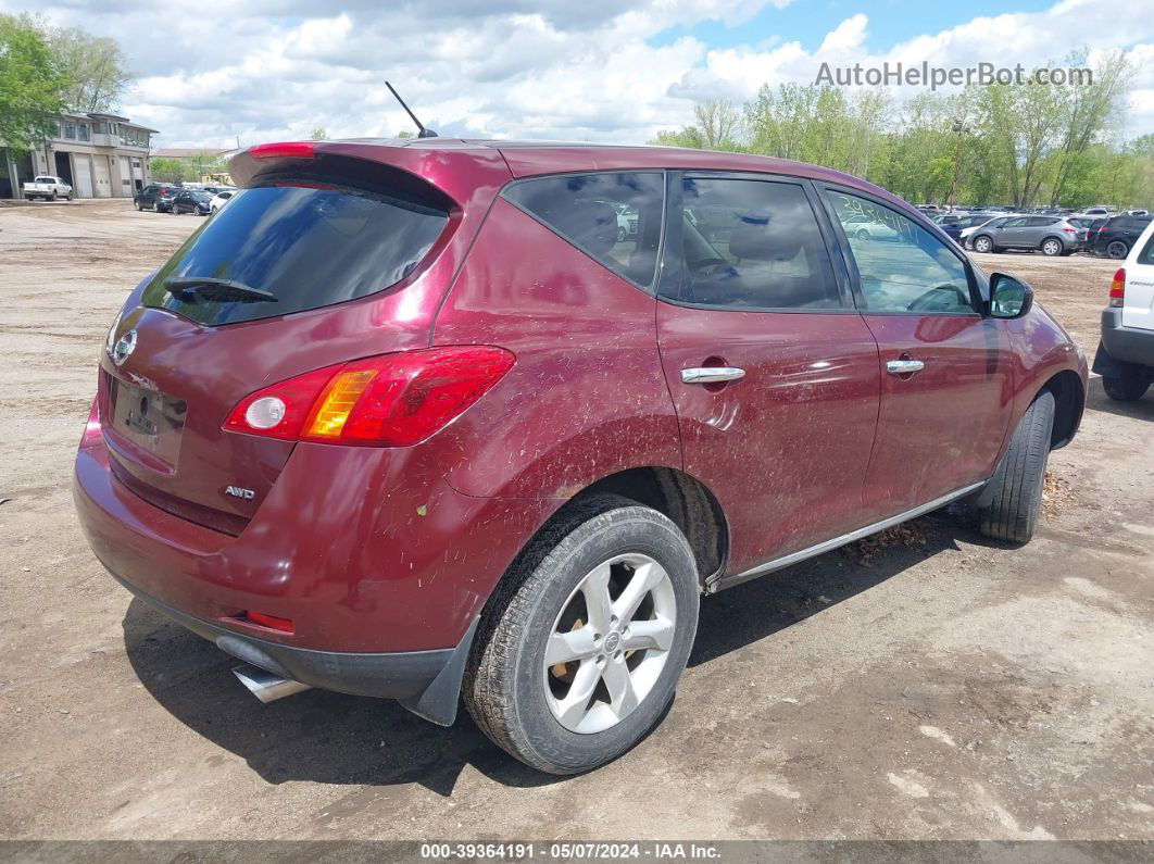 2010 Nissan Murano S Maroon vin: JN8AZ1MW8AW136362