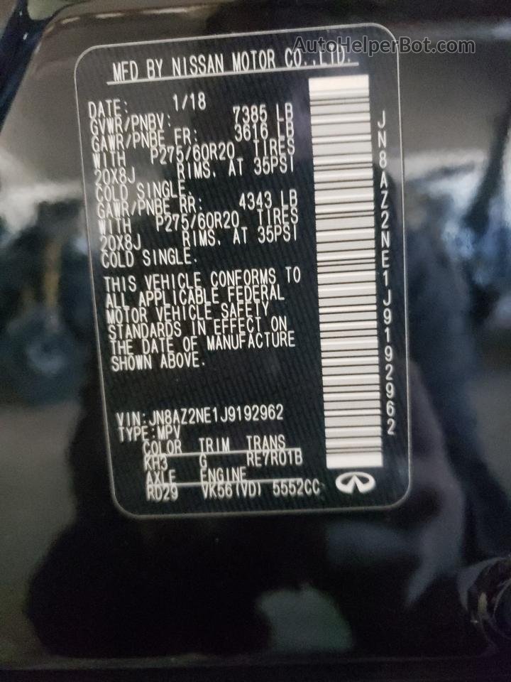 2018 Infiniti Qx80 Base Black vin: JN8AZ2NE1J9192962