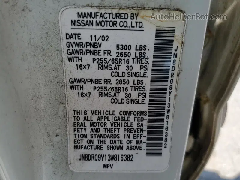 Price & History 2003 Nissan Pathfinder Le 3.5l 6 vin