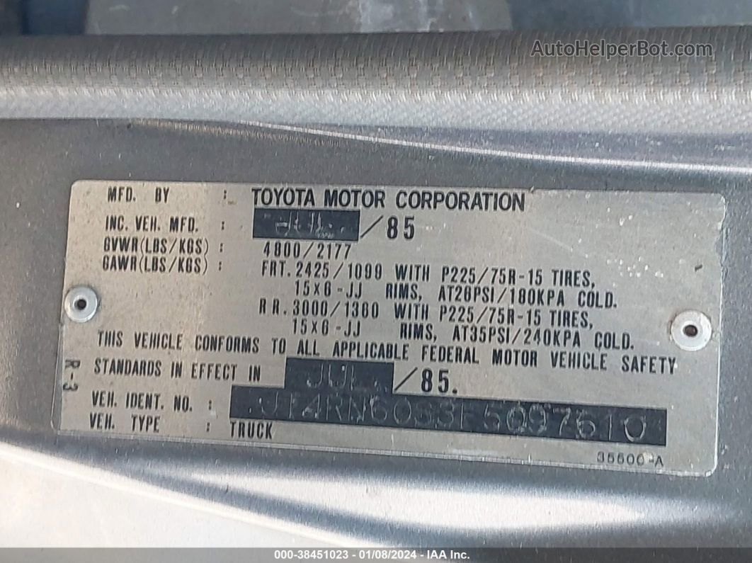 1985 Toyota Pickup Rn60 Sr5 Синий vin: JT4RN60S3F5097610