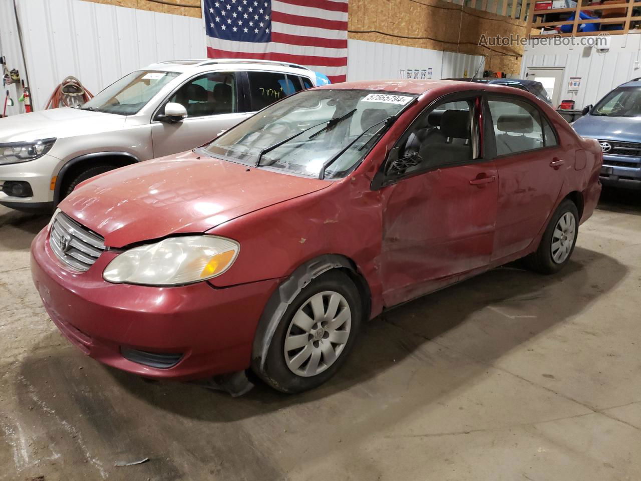 2003 Toyota Corolla Ce Red vin: JTDBR32E630034599