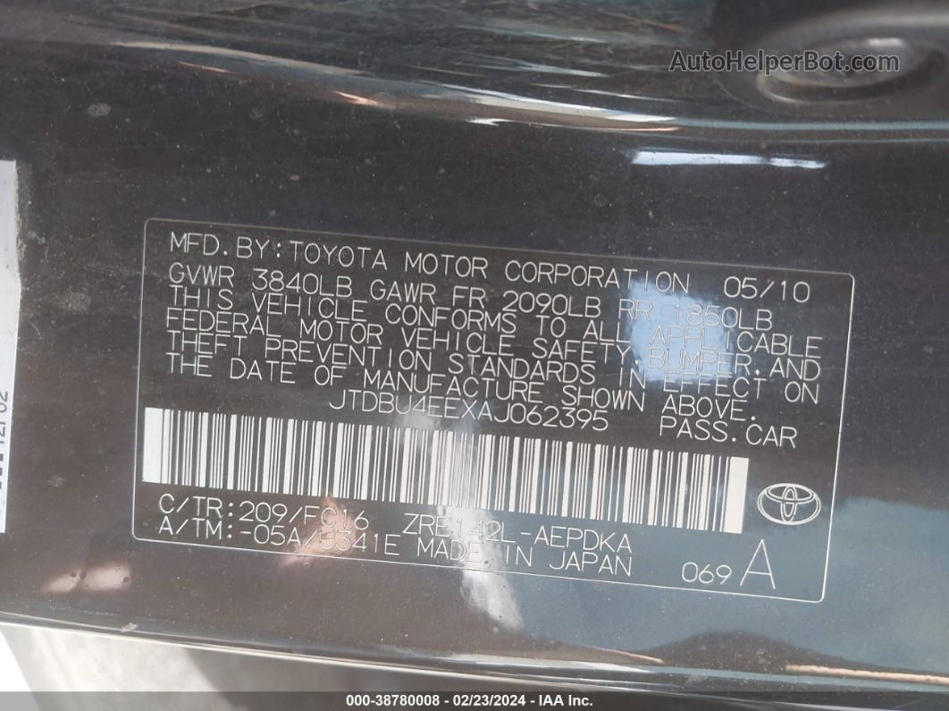 2010 Toyota Corolla Le Black vin: JTDBU4EEXAJ062395