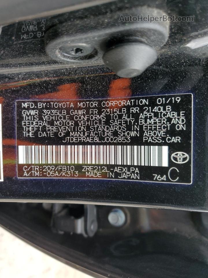 2020 Toyota Corolla Le Black vin: JTDEPRAE8LJ002853
