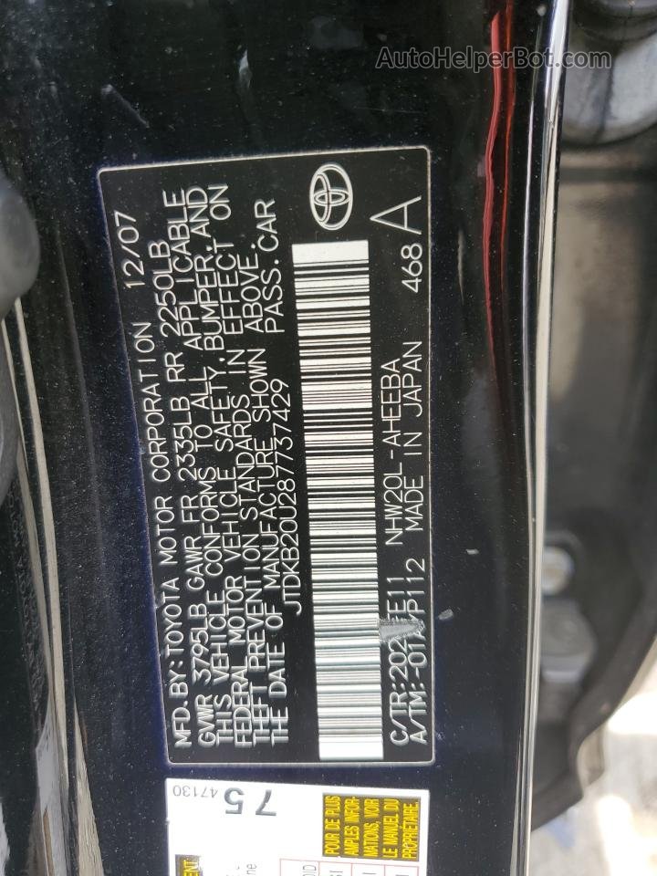 2008 Toyota Prius  Black vin: JTDKB20U287737429
