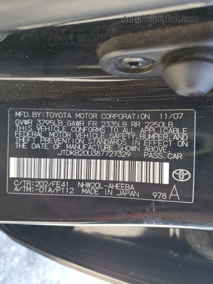 2008 Toyota Prius  Черный vin: JTDKB20U387727329