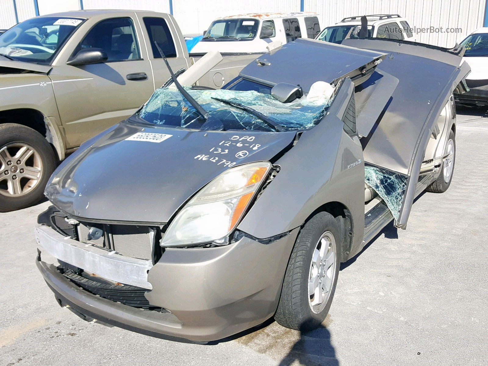 2007 Toyota Prius Gray vin: JTDKB20UX77565942