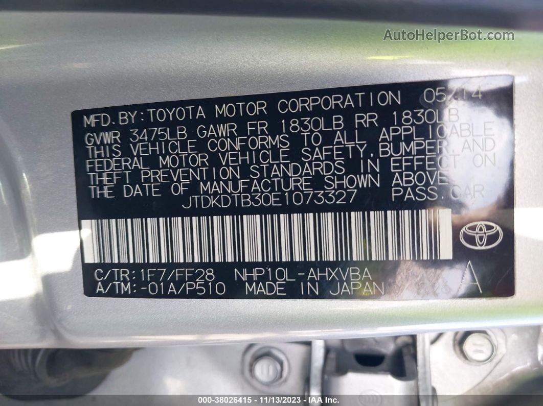 2014 Toyota Prius C Two Silver vin: JTDKDTB30E1073327