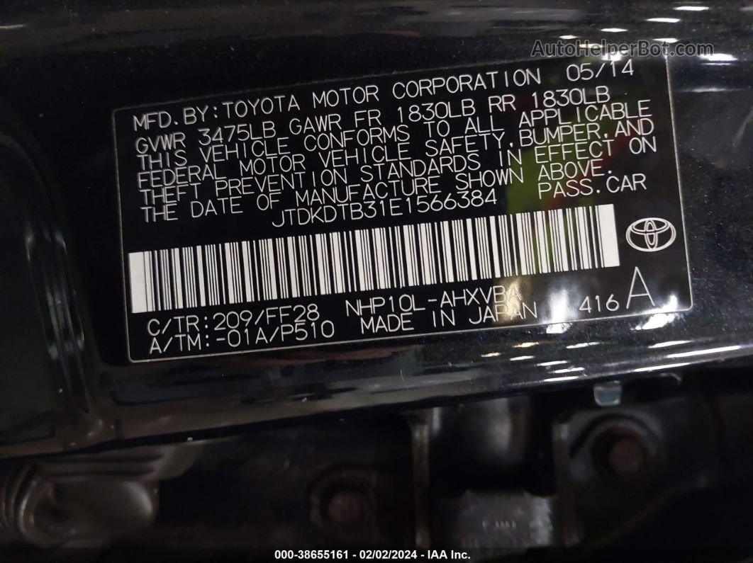 2014 Toyota Prius C Two Black vin: JTDKDTB31E1566384