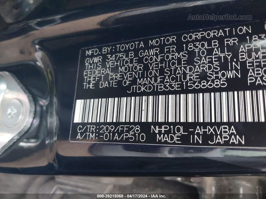 2014 Toyota Prius C Two Black vin: JTDKDTB33E1568685