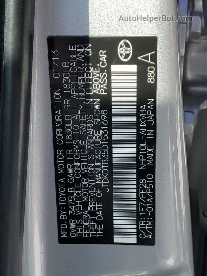 2013 Toyota Prius C  Silver vin: JTDKDTB35D1531698