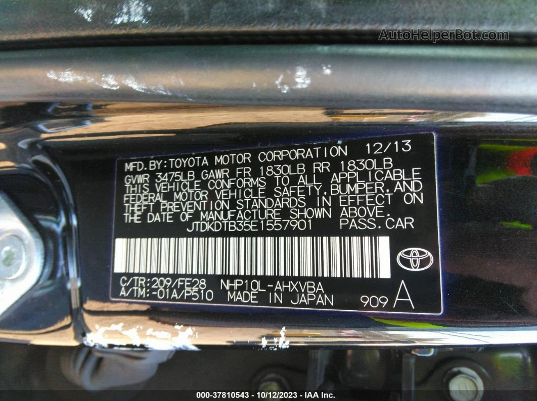 2014 Toyota Prius C One/three/two/four Black vin: JTDKDTB35E1557901