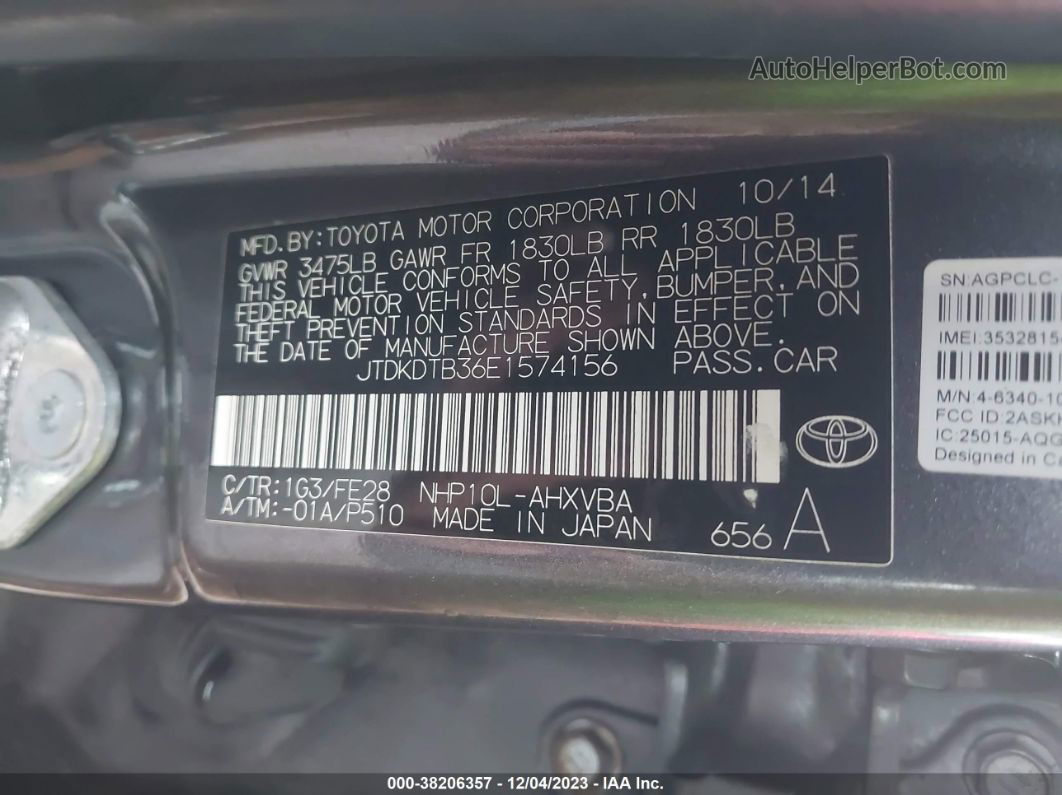 2014 Toyota Prius C One Серый vin: JTDKDTB36E1574156