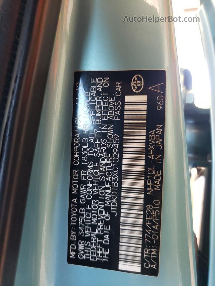 2012 Toyota Prius C  Синий vin: JTDKDTB3XC1029459