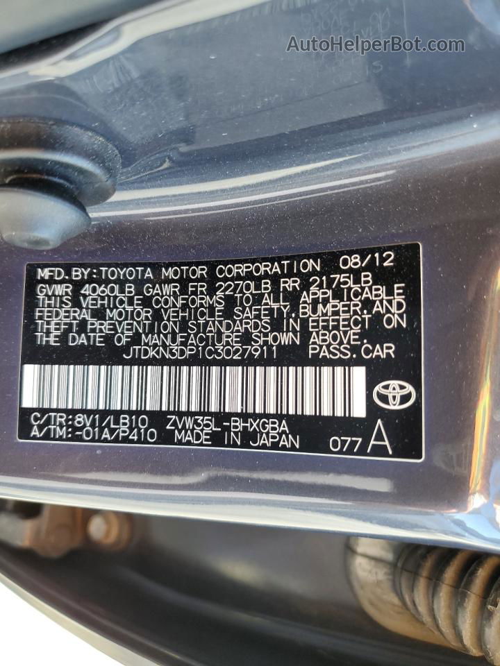 2012 Toyota Prius Plug-in  Gray vin: JTDKN3DP1C3027911