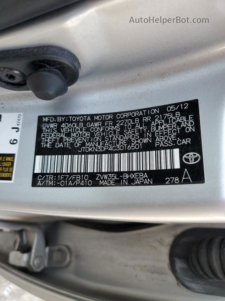 2012 Toyota Prius Plug-in  Silver vin: JTDKN3DP4C3016501