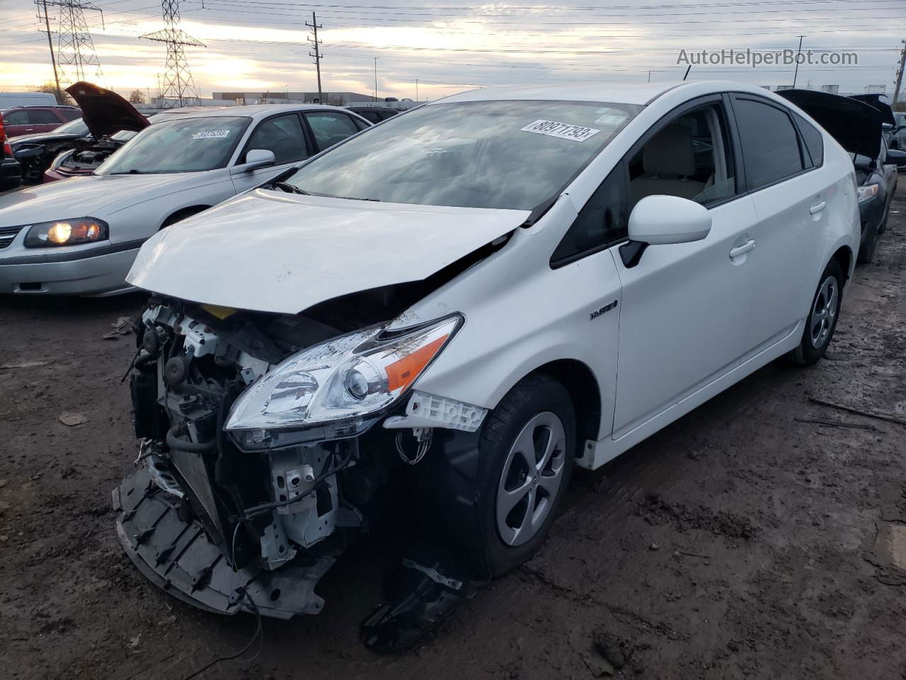 2013 Toyota Prius  White vin: JTDKN3DU0D5555953