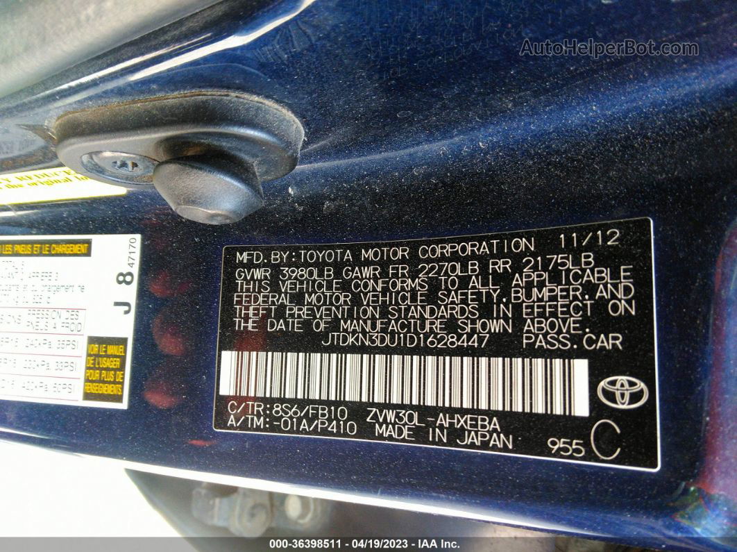 2013 Toyota Prius One/two/three/four/five Navy vin: JTDKN3DU1D1628447