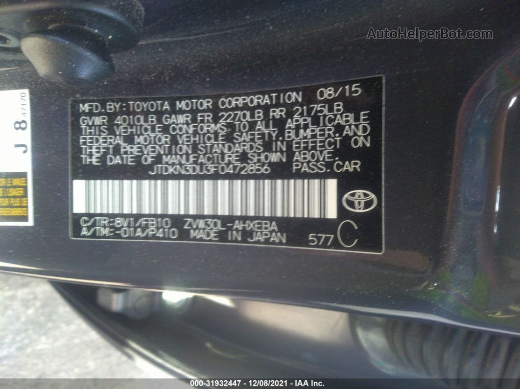 2015 Toyota Prius Two Gray vin: JTDKN3DU3F0472856