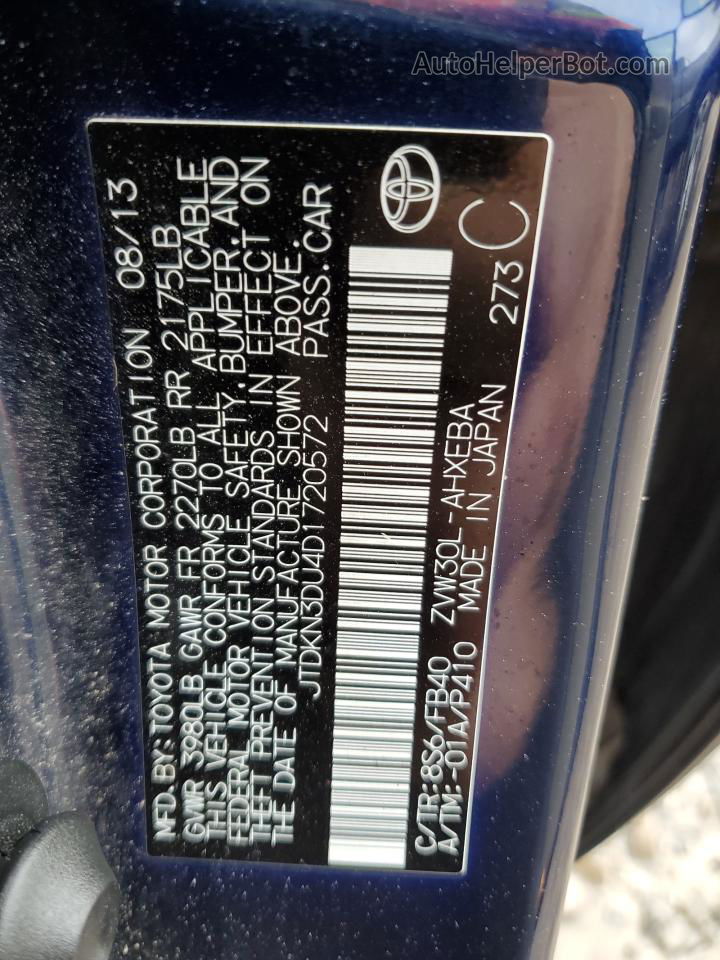 2013 Toyota Prius  Blue vin: JTDKN3DU4D1720572