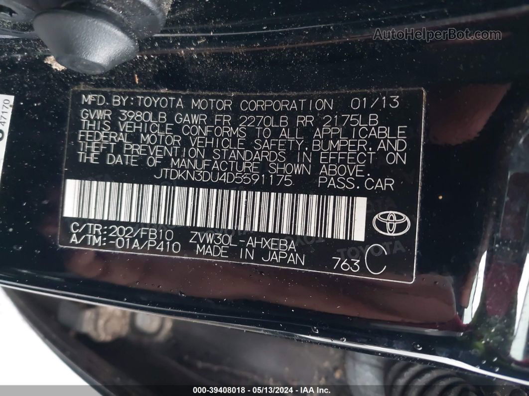 2013 Toyota Prius Two Черный vin: JTDKN3DU4D5591175