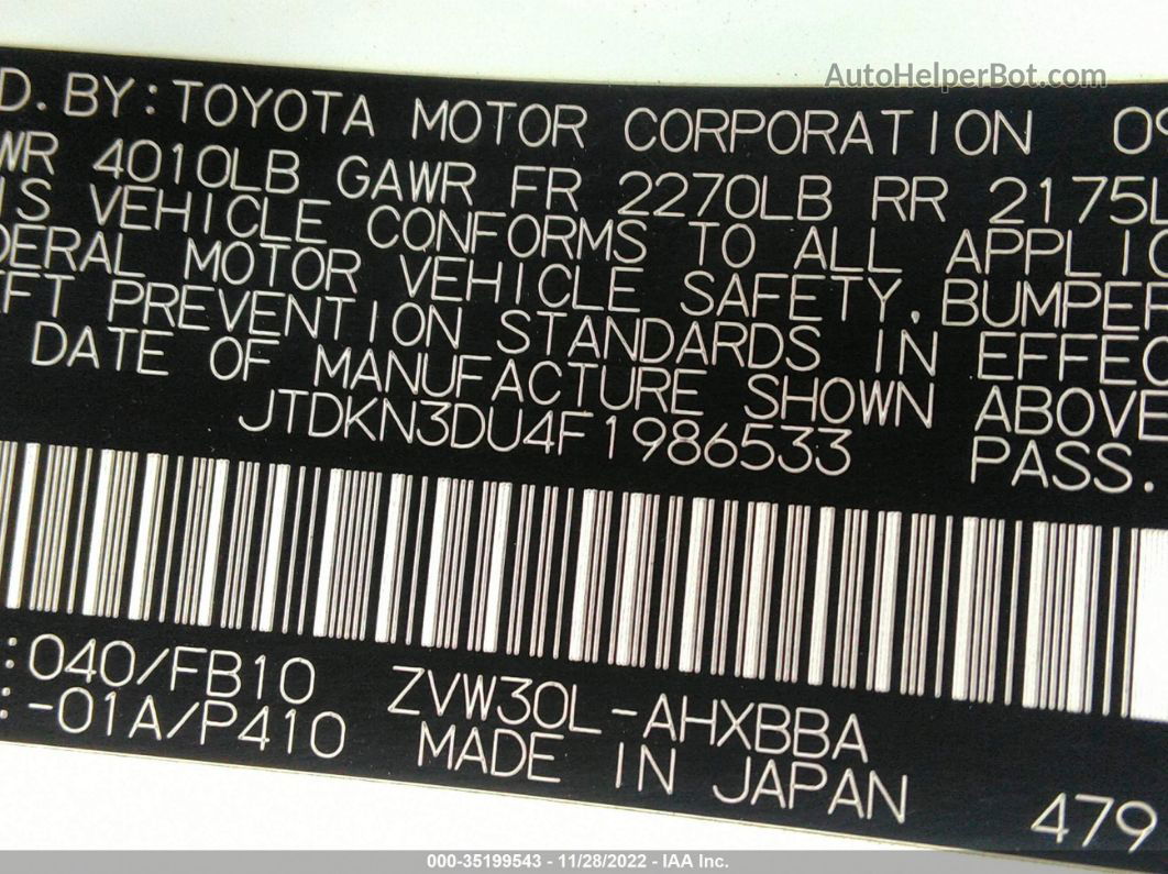 2015 Toyota Prius Five/four/one/persona Series Special Edition/three/two White vin: JTDKN3DU4F1986533