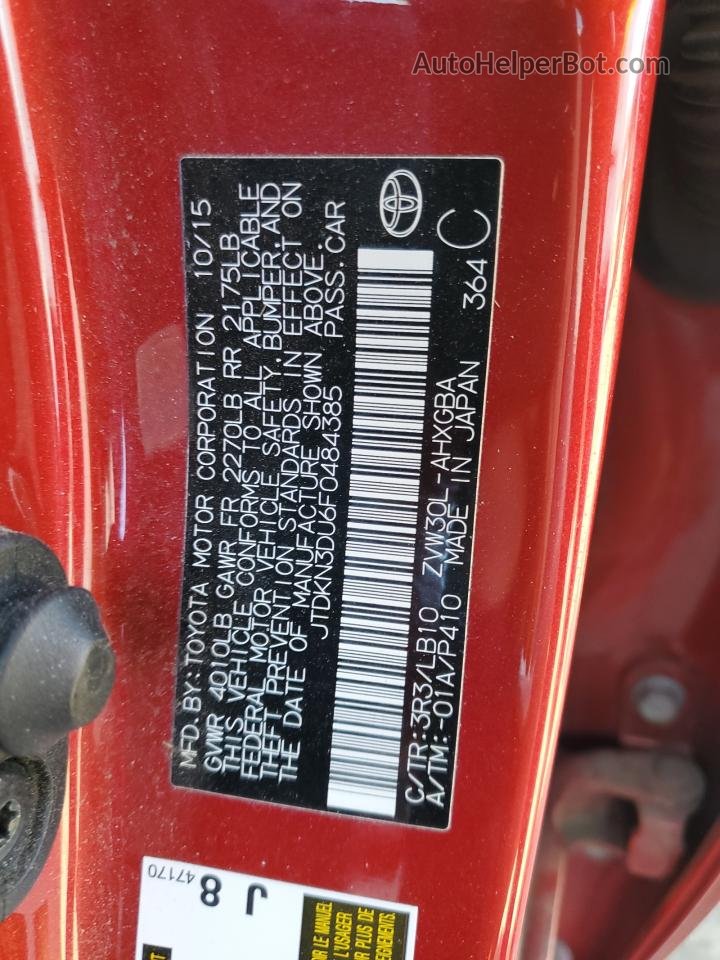 2015 Toyota Prius  Red vin: JTDKN3DU6F0484385