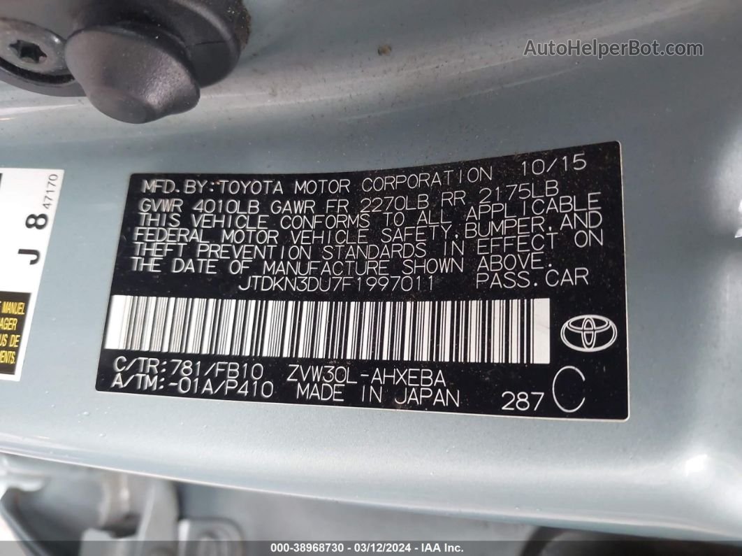 2015 Toyota Prius Two Teal vin: JTDKN3DU7F1997011