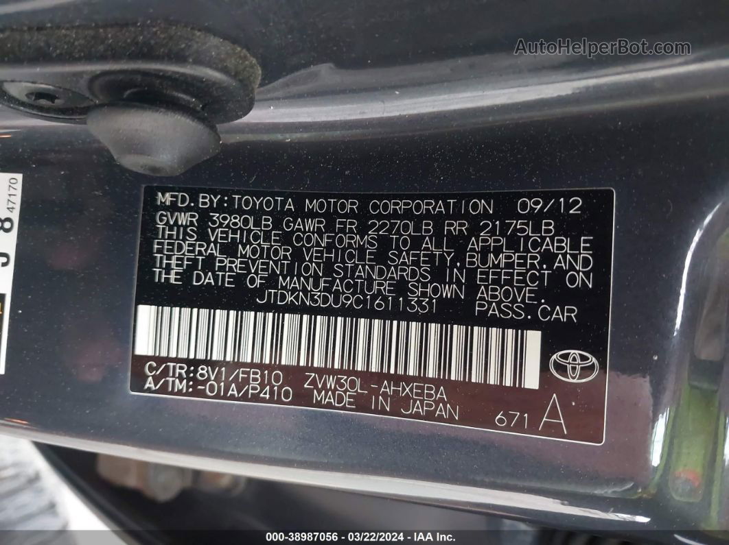 2012 Toyota Prius Two Серый vin: JTDKN3DU9C1611331