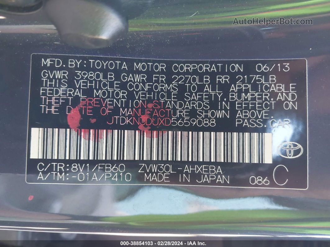 2013 Toyota Prius Three Черный vin: JTDKN3DUXD5659088