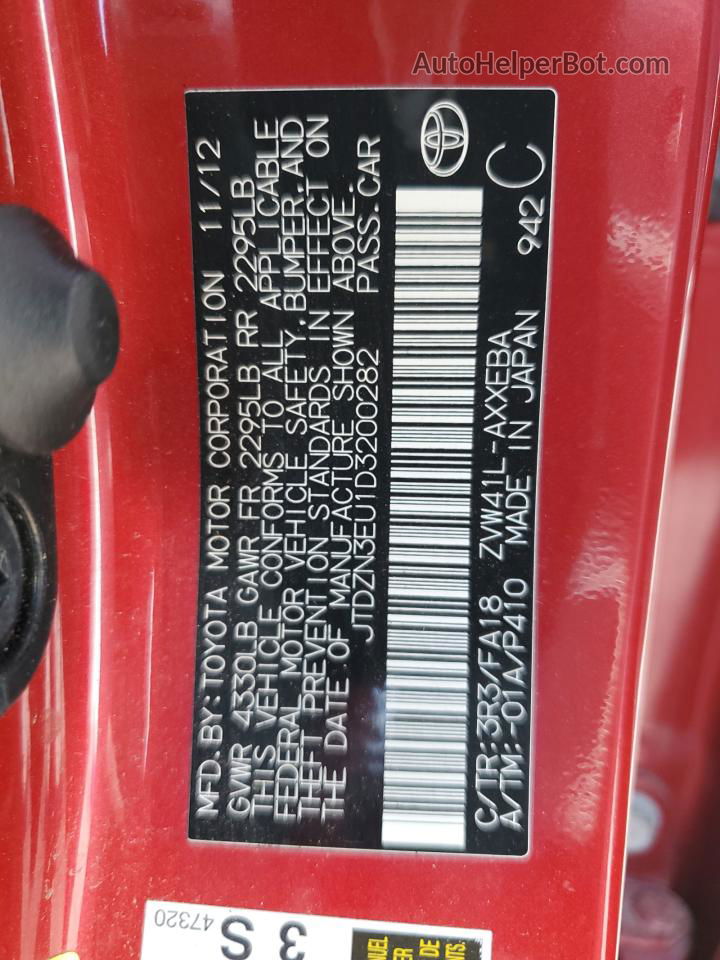 2013 Toyota Prius V  Red vin: JTDZN3EU1D3200282