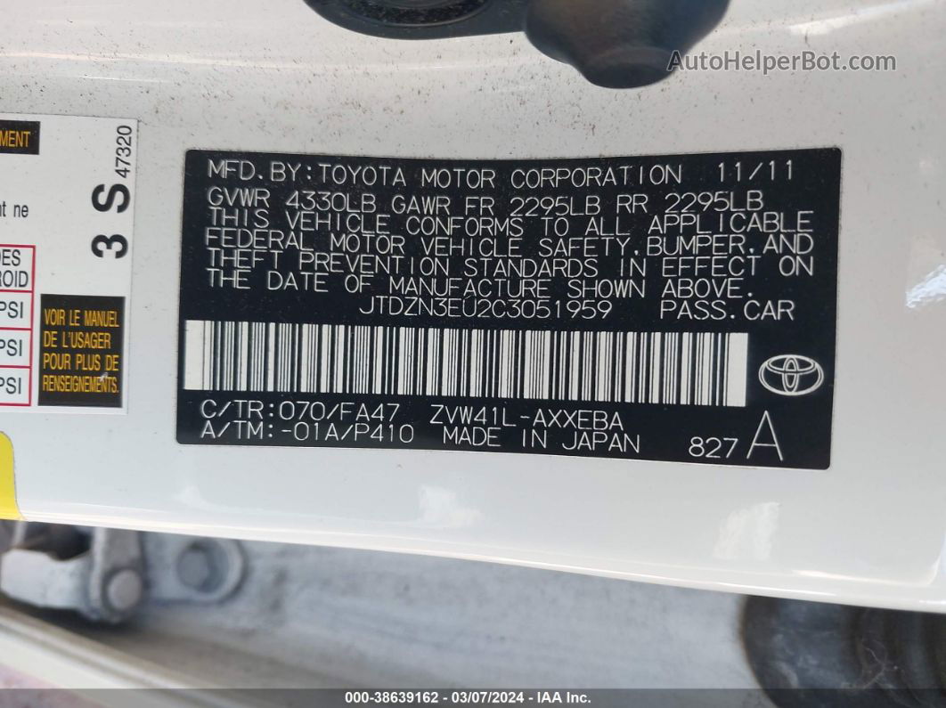 2012 Toyota Prius V Three White vin: JTDZN3EU2C3051959