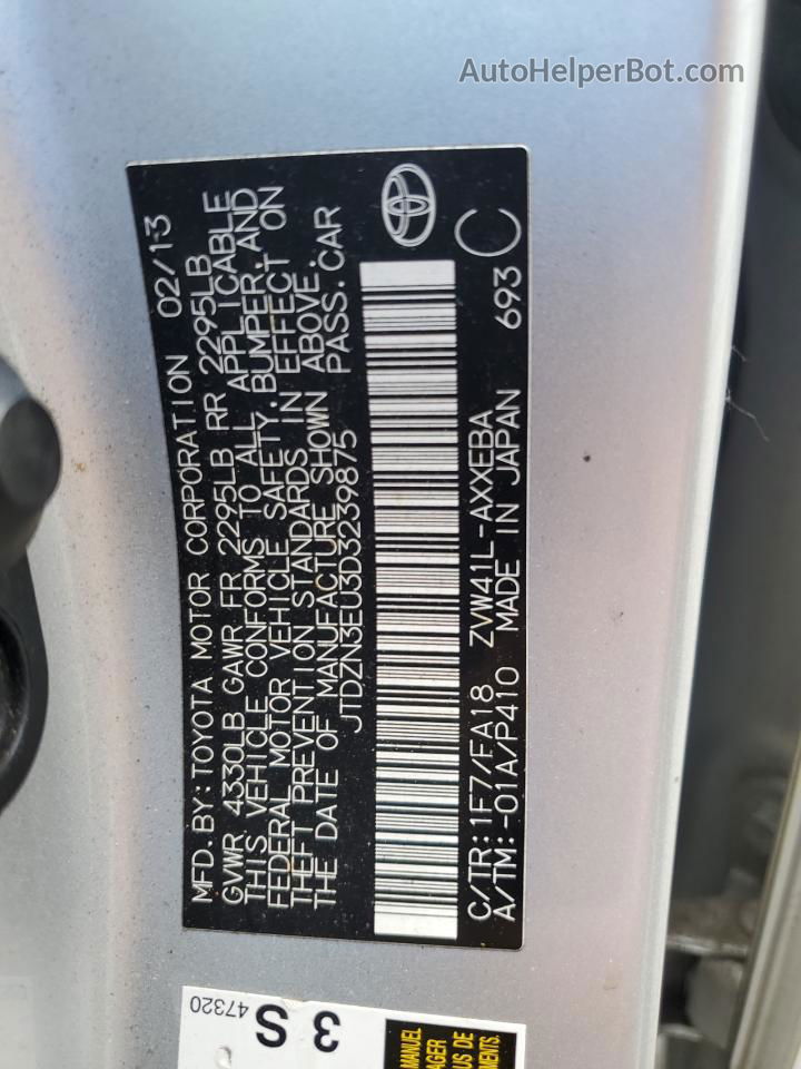 2013 Toyota Prius V  Silver vin: JTDZN3EU3D3239875