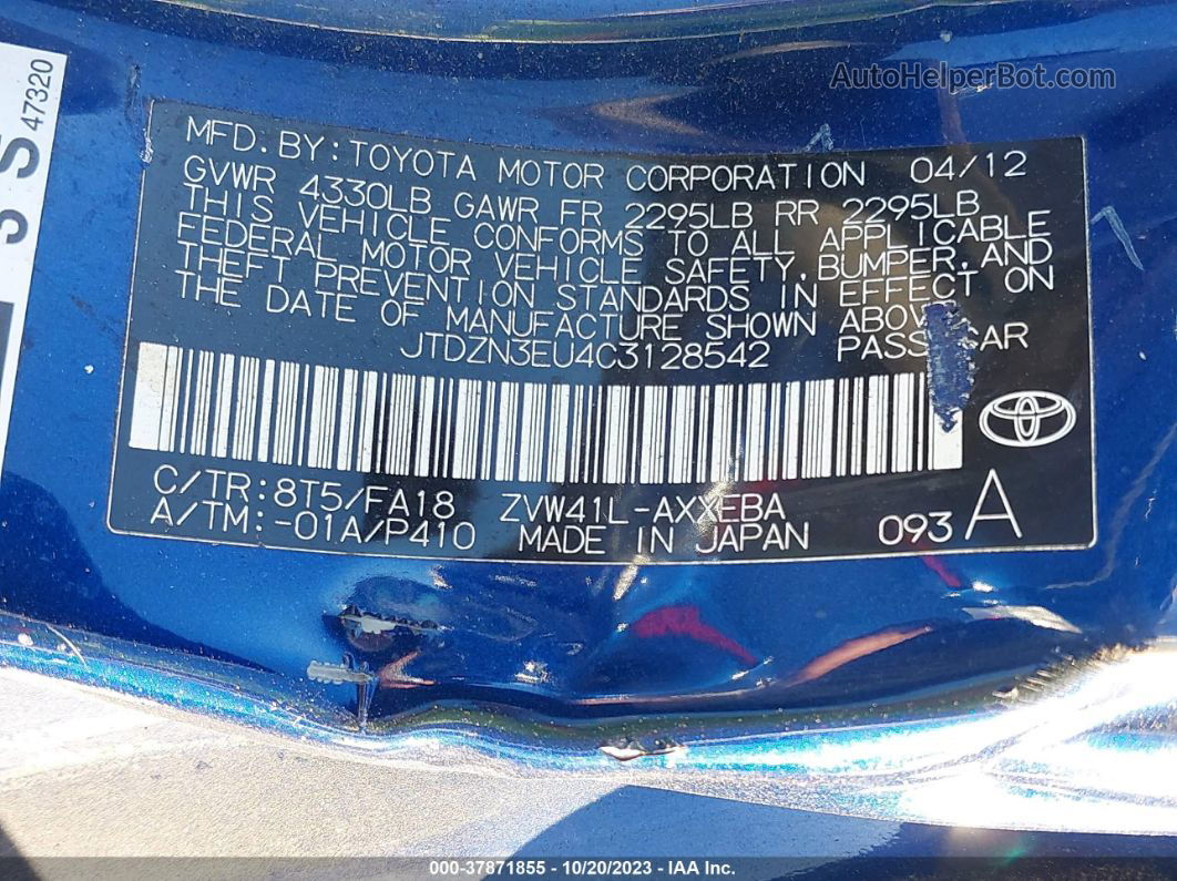 2012 Toyota Prius V Two/three/five Blue vin: JTDZN3EU4C3128542