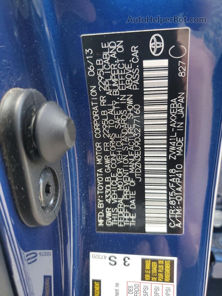 2013 Toyota Prius V  Blue vin: JTDZN3EU9D3277160