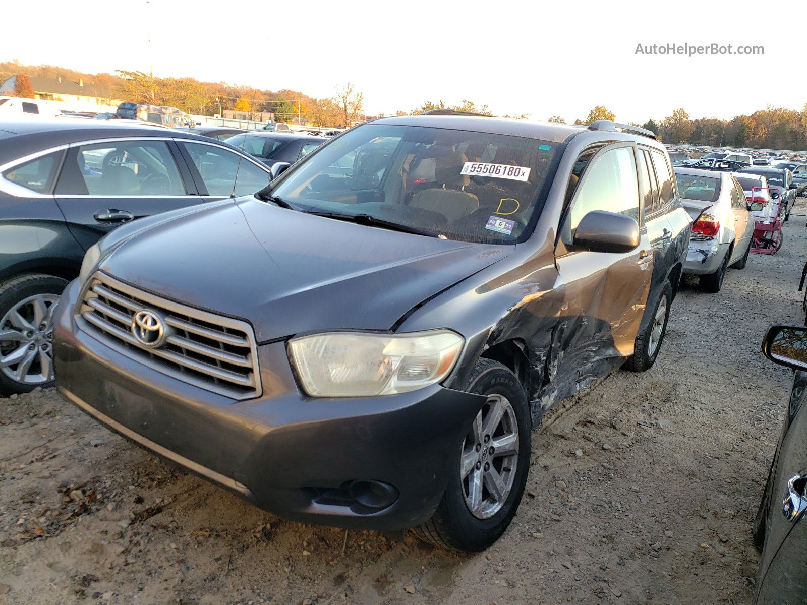 2008 Toyota Highlander Серый vin: JTEES41A382060865