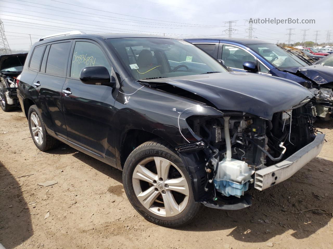 2008 Toyota Highlander Limited Black vin: JTEES42A582027705