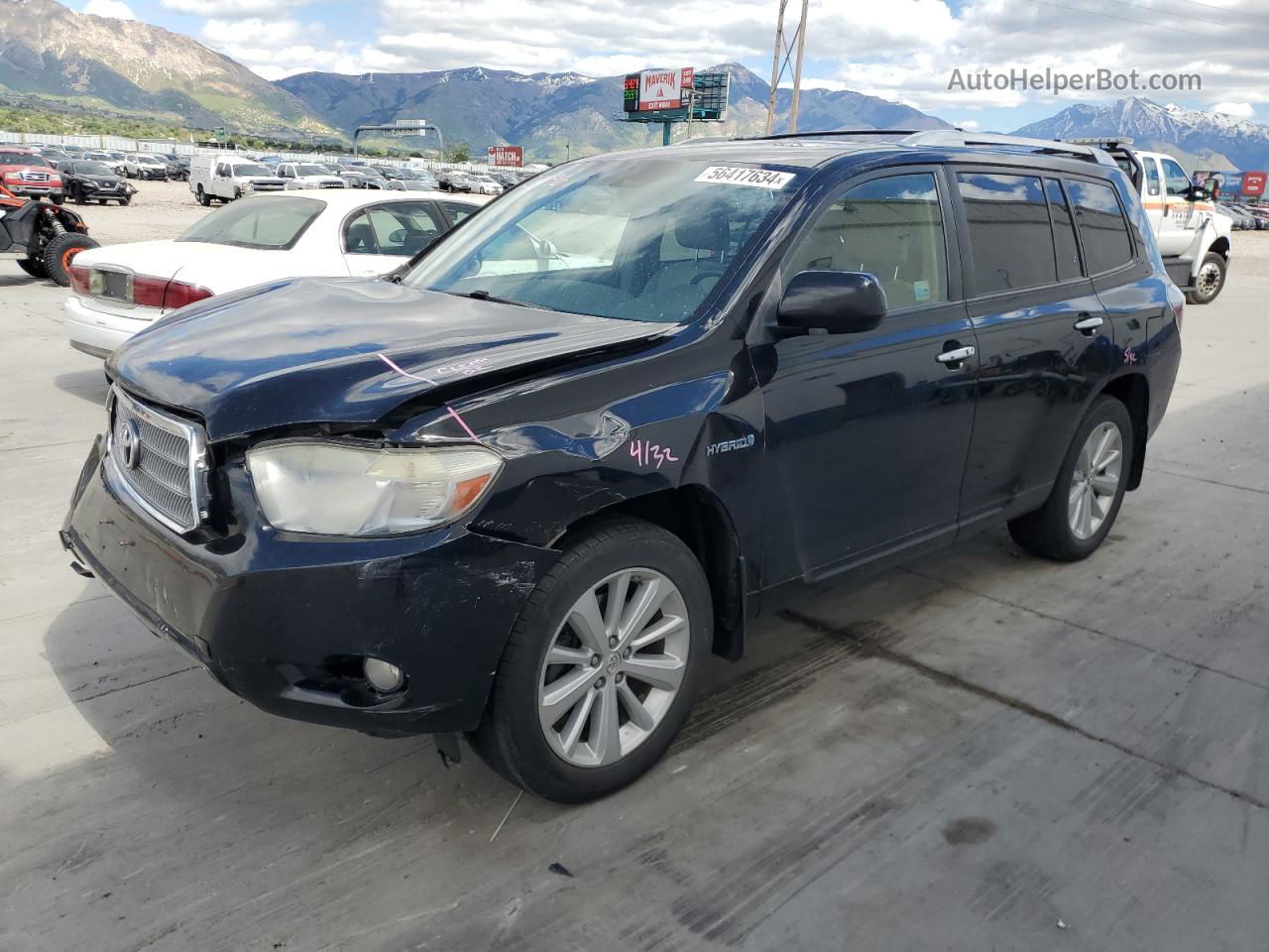 2008 Toyota Highlander Hybrid Limited Black vin: JTEEW44A682011594