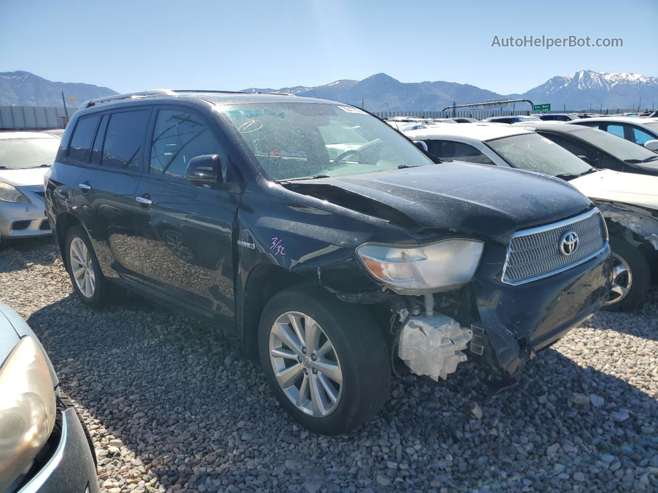 2008 Toyota Highlander Hybrid Limited Black vin: JTEEW44A682011594