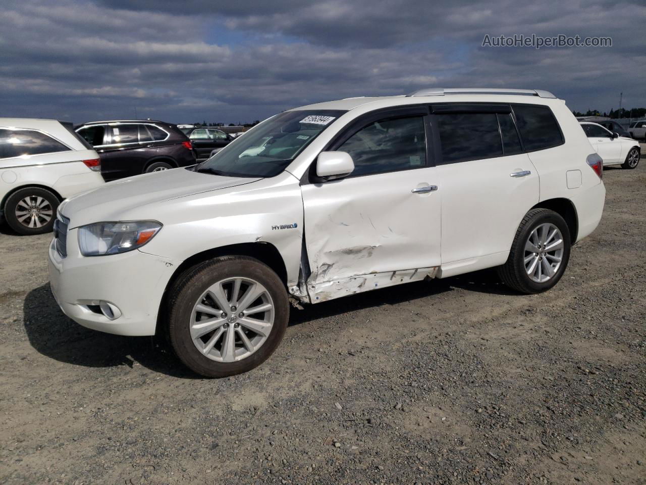 2008 Toyota Highlander Hybrid Limited White vin: JTEEW44A782004153