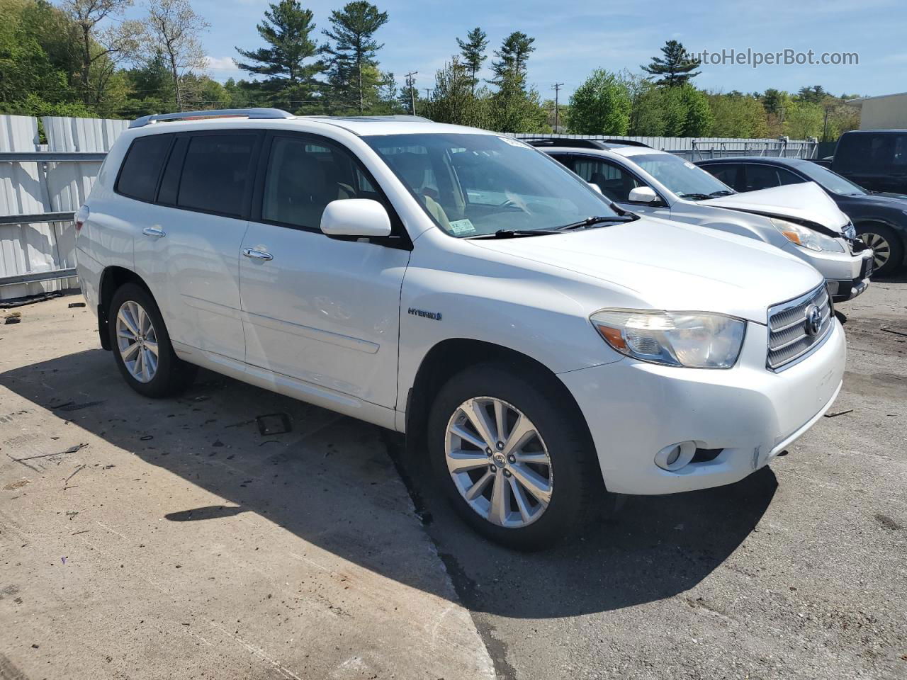 2008 Toyota Highlander Hybrid Limited White vin: JTEEW44A782025102