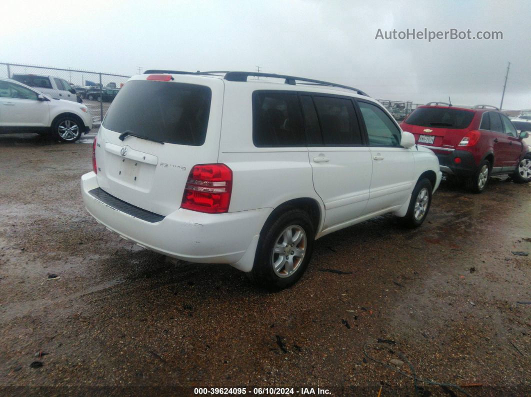 2002 Toyota Highlander V6 White vin: JTEGF21A820047257