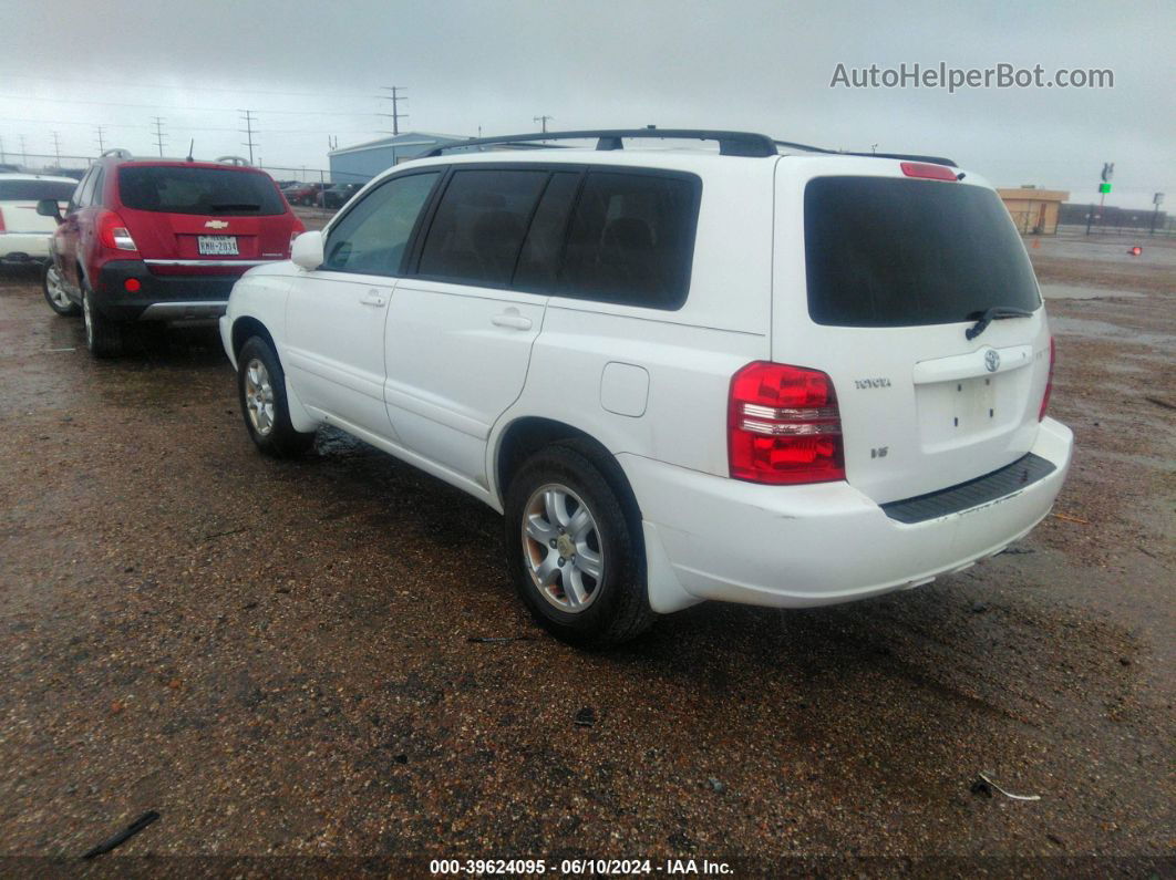 2002 Toyota Highlander V6 White vin: JTEGF21A820047257