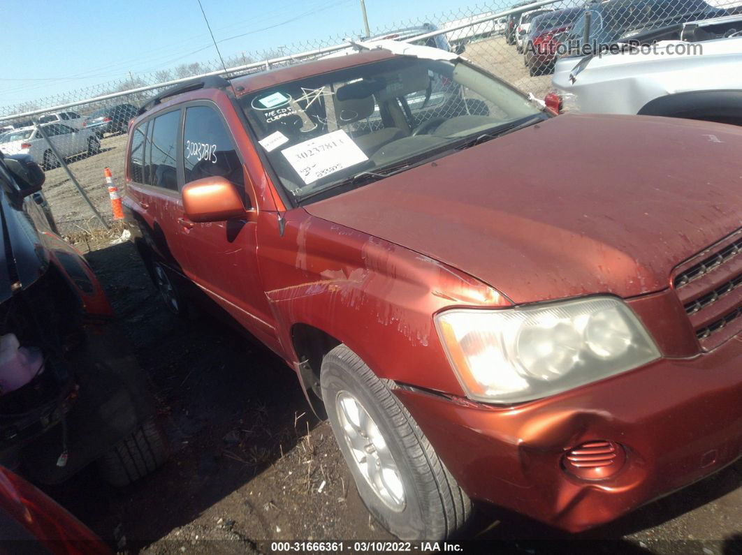 2002 Toyota Highlander V6 Red vin: JTEGF21A920066500