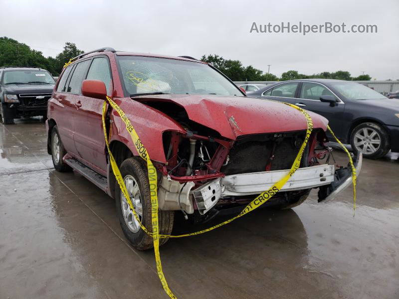 2002 Toyota Highlander Limited Red vin: JTEHF21A220048604