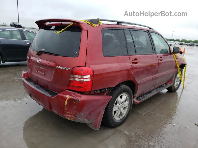 2002 Toyota Highlander Limited Red vin: JTEHF21A220048604