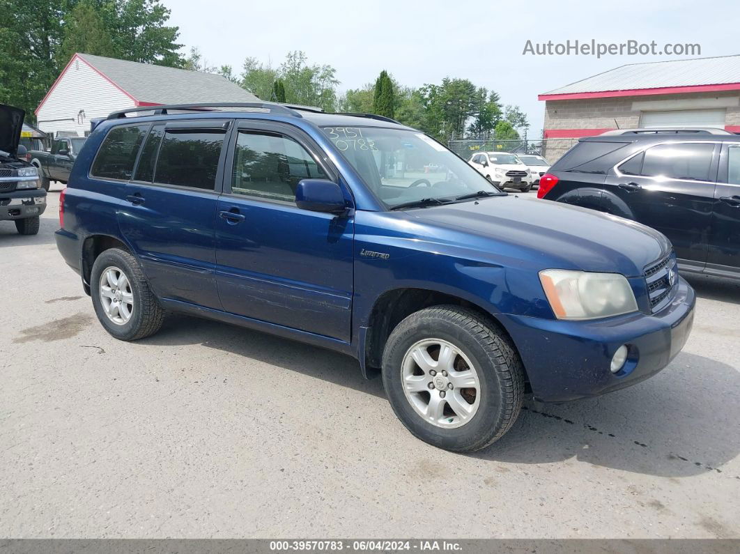 2002 Toyota Highlander Limited V6 Blue vin: JTEHF21A320060213