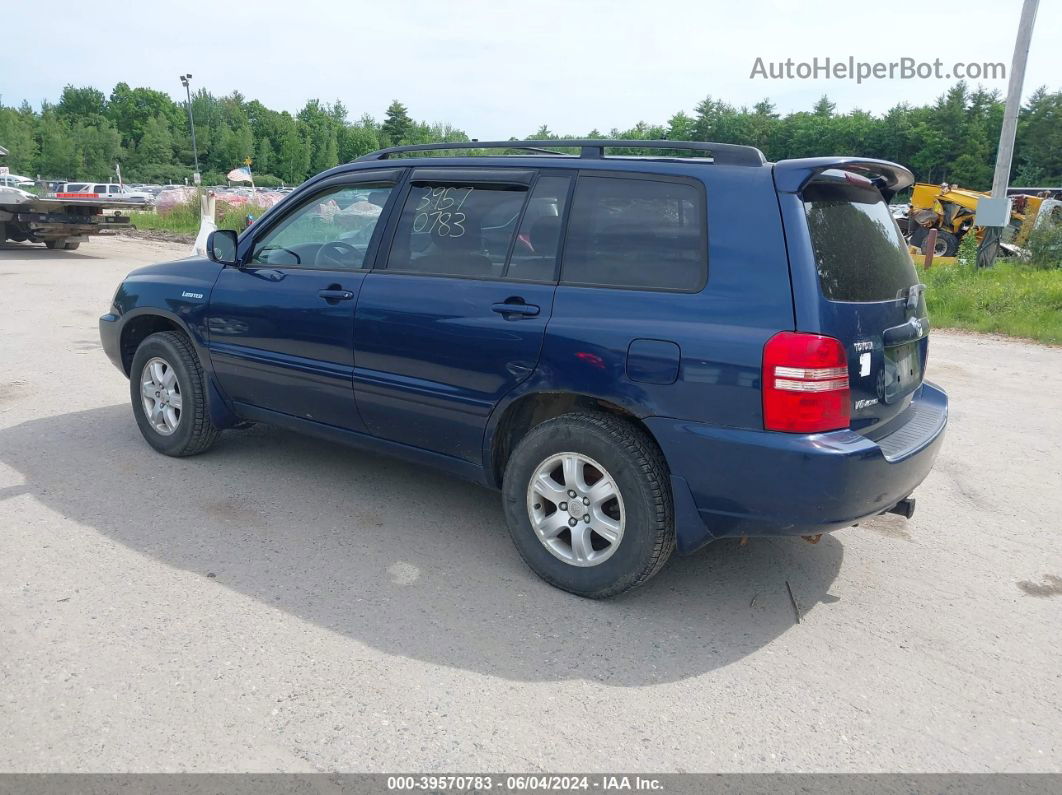 2002 Toyota Highlander Limited V6 Blue vin: JTEHF21A320060213