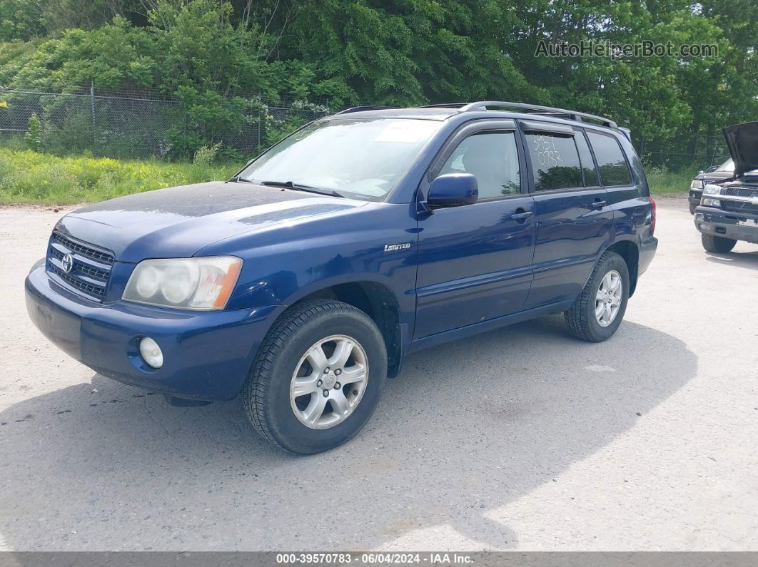 2002 Toyota Highlander Limited V6 Blue vin: JTEHF21A320060213